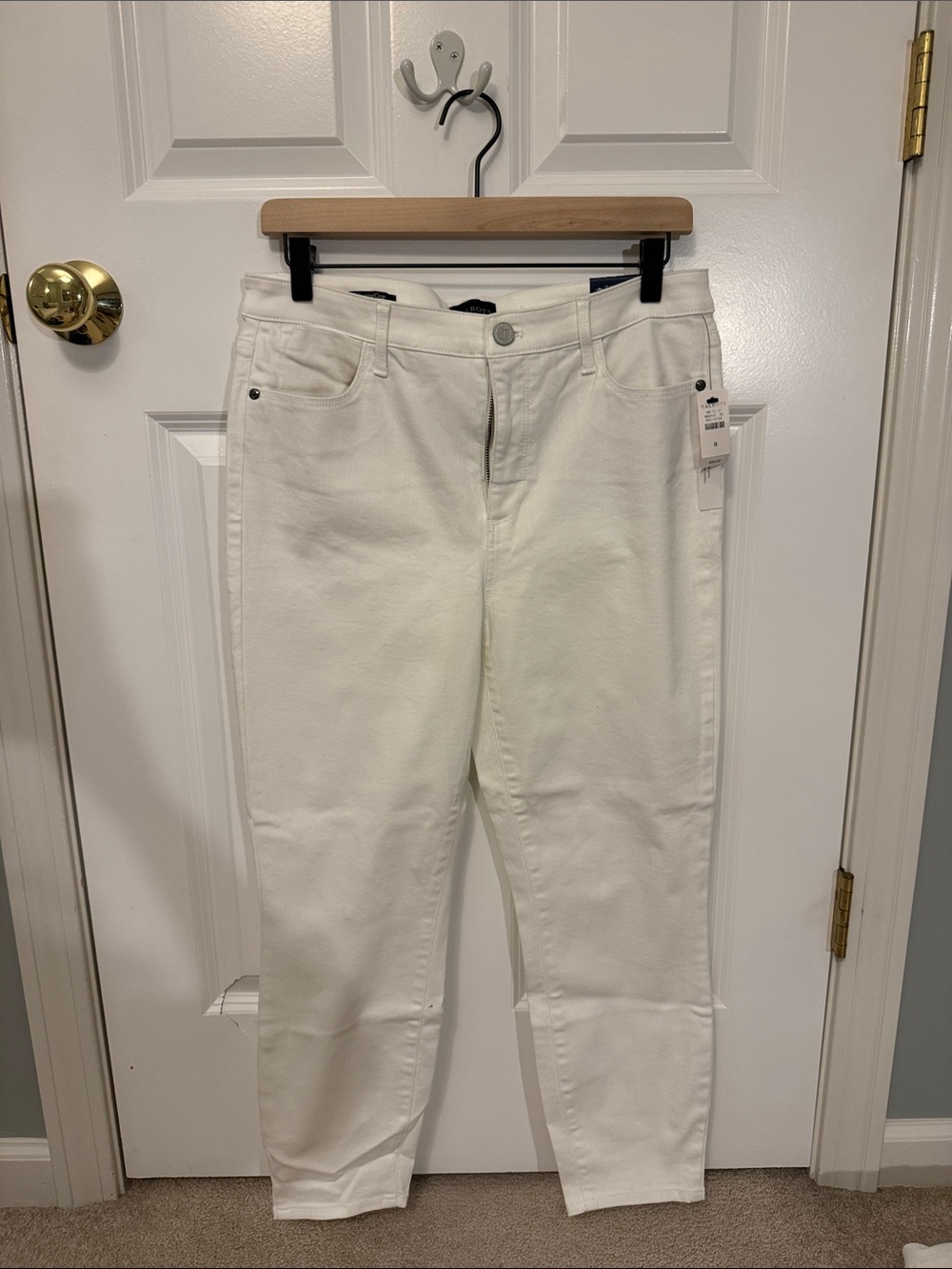 Talbots Missy White High-Rise Straight Jeans size 8 NWT